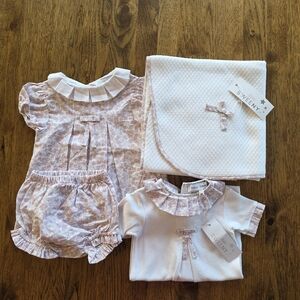 Bebe Sweeny Boutique Pink and White Baby Outfit Set